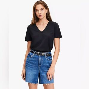 LOFT Black V-Neck Short Sleeve Tee